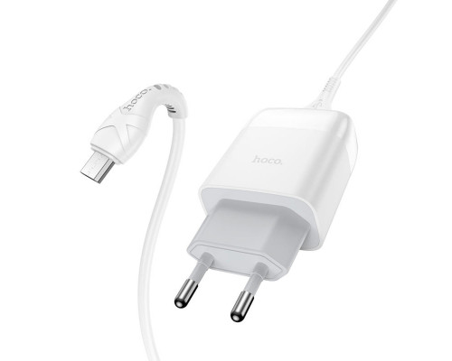 Мережевий зарядний пристрій HOCO C72Q Glorious single port QC3.0 charger set(Micro) White