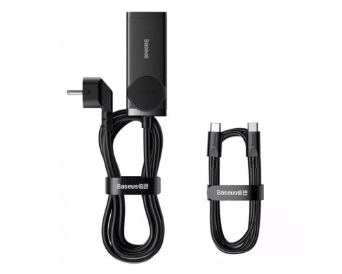 Мережевий зарядний пристрій Baseus GaN3 Pro Desktop Powerstrip AC+2U+2C 100W EU Black (With Mini White Cable Type-C to Type-C 100W(20V/5A) 1m Black）