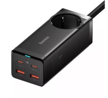 Мережевий зарядний пристрій Baseus GaN3 Pro Desktop Powerstrip AC+2U+2C 100W EU Black (With Mini White Cable Type-C to Type-C 100W(20V/5A) 1m Black）