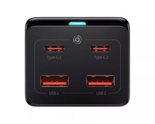 Мережевий зарядний пристрій Baseus GaN3 Pro Desktop Powerstrip AC+2U+2C 100W EU Black (With Mini White Cable Type-C to Type-C 100W(20V/5A) 1m Black）