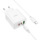 Мережевий зарядний пристрій HOCO C126A Pure power PD40W three-port(2C1A) charger set(Type-C to Type-C) White