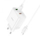 Мережевий зарядний пристрій HOCO C126A Pure power PD40W three-port(2C1A) charger set(Type-C to Type-C) White