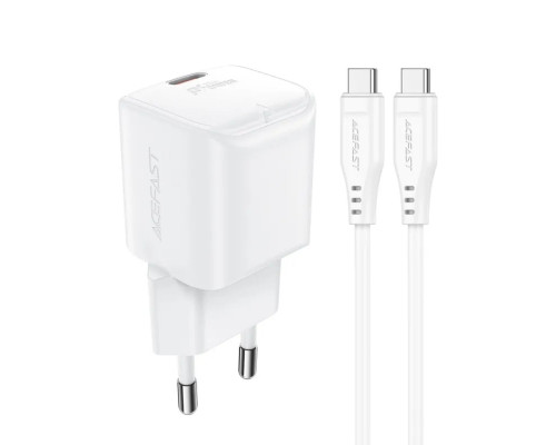 Мережевий зарядний пристрій ACEFAST A73 mini PD20W GaN single USB-C charger set (C3-03) White