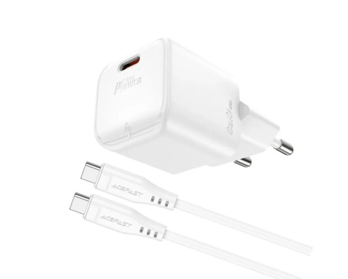 Мережевий зарядний пристрій ACEFAST A73 mini PD20W GaN single USB-C charger set (C3-03) White