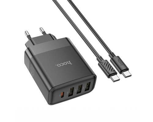 Мережевий зарядний пристрій HOCO C127A Intelligent four-port PD45W(1C3A) charger set(Type-C to Type-C) Black