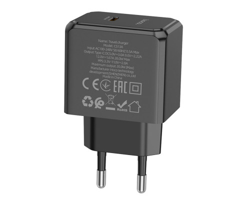 Мережевий зарядний пристрій HOCO CS13A Ocean single port PD20W charger Black