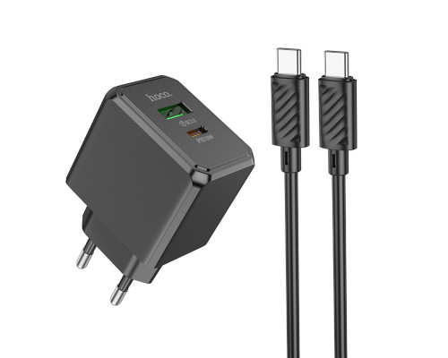 Мережевий зарядний пристрій HOCO CS14A Ocean PD20W+QC3.0 charger set(Type-C to Type-C) Black