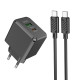 Мережевий зарядний пристрій HOCO CS14A Ocean PD20W+QC3.0 charger set(Type-C to Type-C) Black