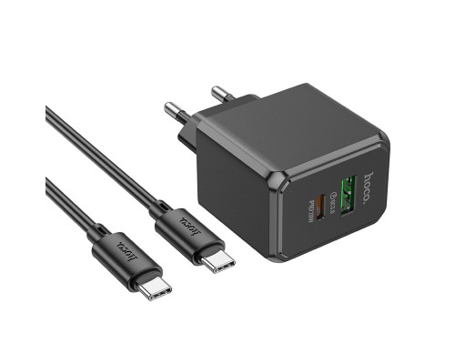 Мережевий зарядний пристрій HOCO CS14A Ocean PD20W+QC3.0 charger set(Type-C to Type-C) Black