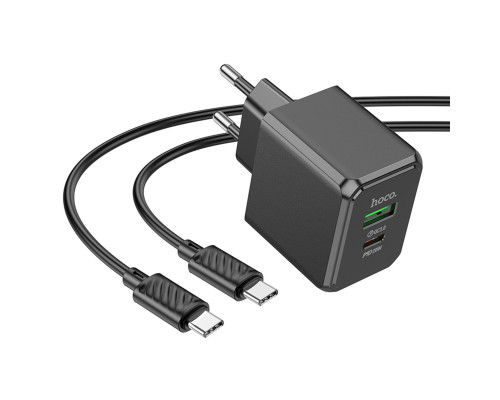 Мережевий зарядний пристрій HOCO CS14A Ocean PD20W+QC3.0 charger set(Type-C to Type-C) Black