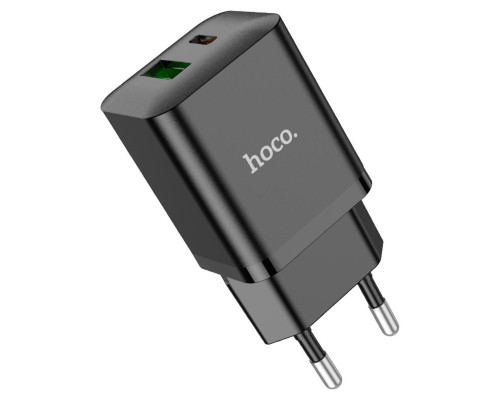 Мережевий зарядний пристрій HOCO N28 Founder PD20W+QC3.0 charger Black