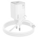 Мережевий зарядний пристрій HOCO N40 Mighty single port PD20W charger set(C to iP) White