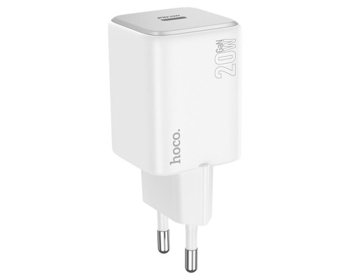 Мережевий зарядний пристрій HOCO N40 Mighty single port PD20W charger set(C to iP) White