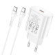 Мережевий зарядний пристрій HOCO N22 Jetta PD25W charger set(Type-C to Type-C)(EU) White