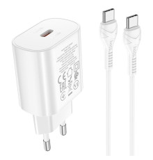 Мережевий зарядний пристрій HOCO N22 Jetta PD25W charger set(Type-C to Type-C)(EU) White