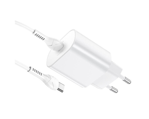 Мережевий зарядний пристрій HOCO N22 Jetta PD25W charger set(Type-C to Type-C)(EU) White