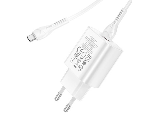 Мережевий зарядний пристрій HOCO N22 Jetta PD25W charger set(Type-C to Type-C)(EU) White