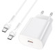 Мережевий зарядний пристрій HOCO N22 Jetta PD25W charger set(Type-C to Type-C)(EU) White