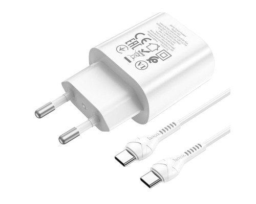 Мережевий зарядний пристрій HOCO N22 Jetta PD25W charger set(Type-C to Type-C)(EU) White