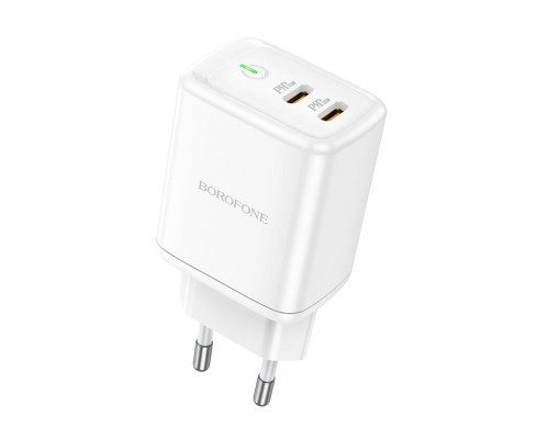 Мережевий зарядний пристрій BOROFONE BN9 Reacher PD35W dual port(2C) charger(EU) White