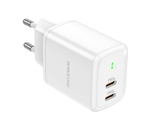 Мережевий зарядний пристрій BOROFONE BN9 Reacher PD35W dual port(2C) charger(EU) White