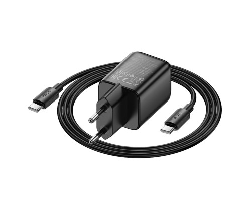 Мережевий зарядний пристрій HOCO N53 Monsoon PD30W+QC3.0 charger set(C to C) Black