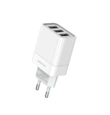 Мережевий зарядний пристрій BOROFONE BA40A Speedway, with 3USB output, QC3.0/QC2.0 18W White