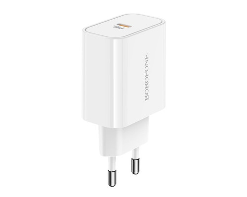 Мережевий зарядний пристрій BOROFONE BA57A Easy Speed single port PD20W charger White