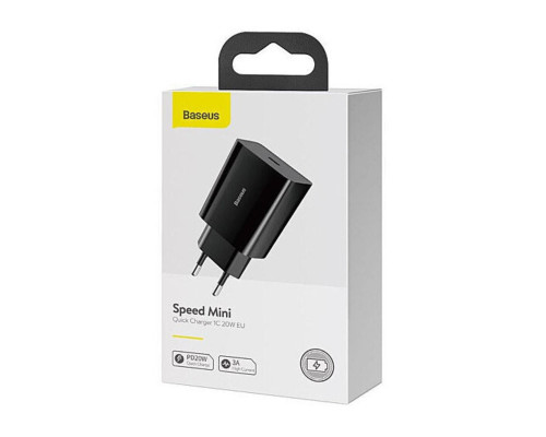 Мережевий зарядний пристрій Baseus Speed Mini Quick Charger 1C 20W EU Black