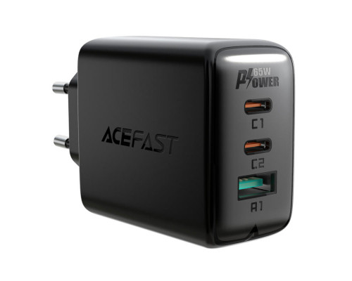 Мережевий зарядний пристрій ACEFAST A13 PD65W(USB-C+USB-C+USB-A) 3-port charger set Black