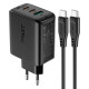 Мережевий зарядний пристрій ACEFAST A13 PD65W(USB-C+USB-C+USB-A) 3-port charger set Black