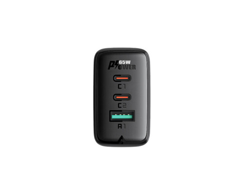 Мережевий зарядний пристрій ACEFAST A13 PD65W(USB-C+USB-C+USB-A) 3-port charger set Black