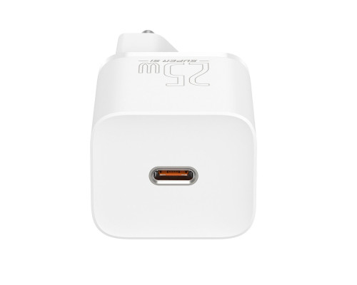 МЗП Baseus Super Si Quick Charger 1C 25W EU Sets White（With Mini White Cable Type-C to Type-C 3A 1m White）