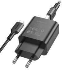 Мережевий зарядний пристрій BOROFONE BA72A Spring single port QC3.0 charger set(Micro) Black