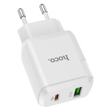 Мережевий зарядний пристрій HOCO N5 Favor dual port PD20W+QC3.0 charger set(Type-C to Type-C) White