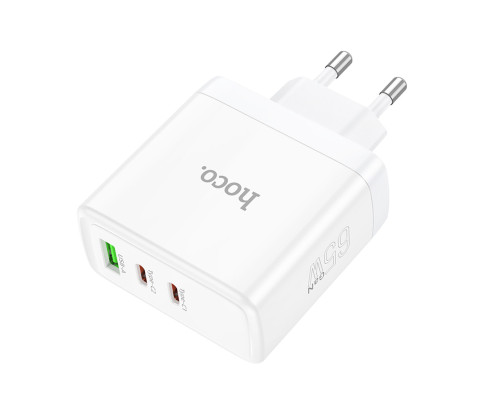 Мережевий зарядний пристрій HOCO N30 Glory PD65W three-port(2C1A) fast charger White