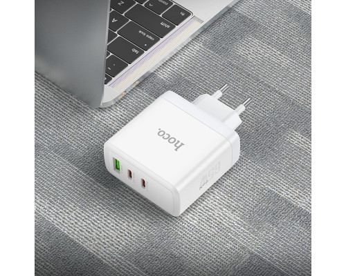 Мережевий зарядний пристрій HOCO N30 Glory PD65W three-port(2C1A) fast charger White