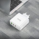 Мережевий зарядний пристрій HOCO N30 Glory PD65W three-port(2C1A) fast charger White