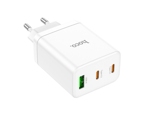 Мережевий зарядний пристрій HOCO N33 Start three-port PD35W(2C1A) charger White