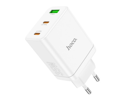 Мережевий зарядний пристрій HOCO N33 Start three-port PD35W(2C1A) charger White