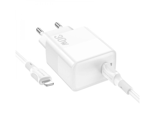 Мережевий зарядний пристрій BOROFONE BA77A Insightful single port PD30W charger set(C to iP) White