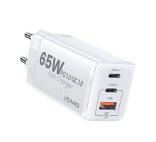 Мережевий зарядний пристрій Usams US-CC110 T33 65W 3 Ports GaN Mini Fast Charger white