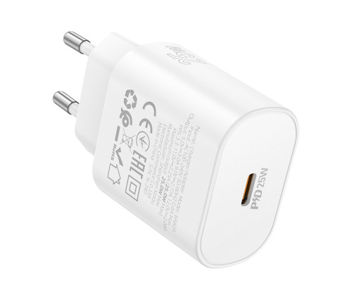 Мережевий зарядний пристрій BOROFONE BA82A Platinum single port PD25W charger(EU) White