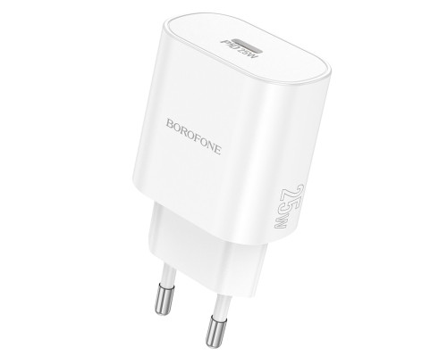 Мережевий зарядний пристрій BOROFONE BA82A Platinum single port PD25W charger(EU) White