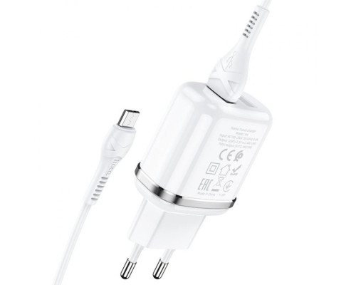 МЗП HOCO N4 2 USB 2.4A + кабель Micro USB White