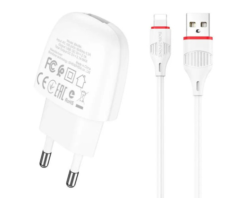 Мережевий зарядний пристрій BOROFONE BA49A Vast power single port charger set(Lightning) White