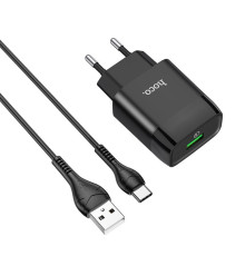 Мережевий зарядний пристрій HOCO C72Q Glorious single port QC3.0 charger set(Type-C) 18W Black