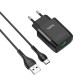 Мережевий зарядний пристрій HOCO C72Q Glorious single port QC3.0 charger set(Type-C) 18W Black