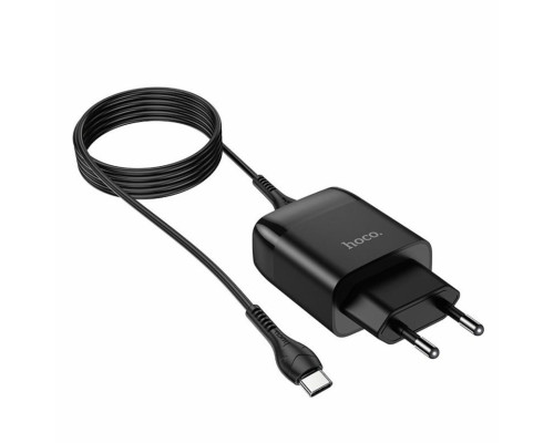 Мережевий зарядний пристрій HOCO C72Q Glorious single port QC3.0 charger set(Type-C) 18W Black