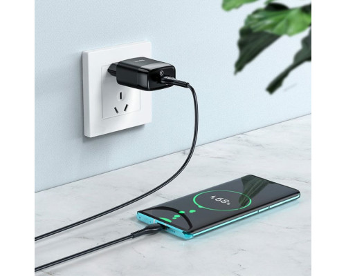 Мережевий зарядний пристрій HOCO C72Q Glorious single port QC3.0 charger set(Type-C) 18W Black